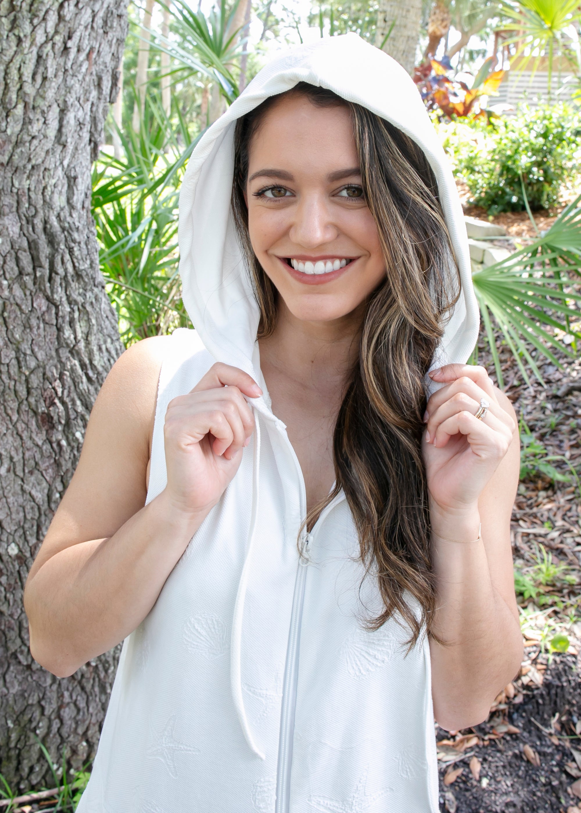 Abby Hooded Tunic Cover Up in White