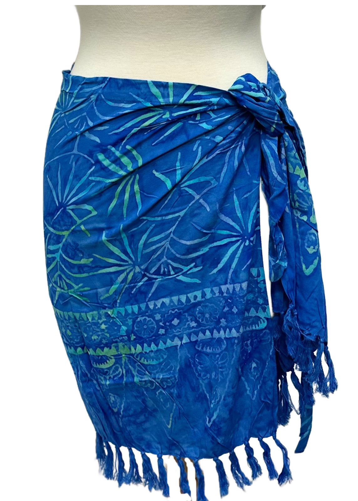 Sarong Mini Fringe | Blue Batik