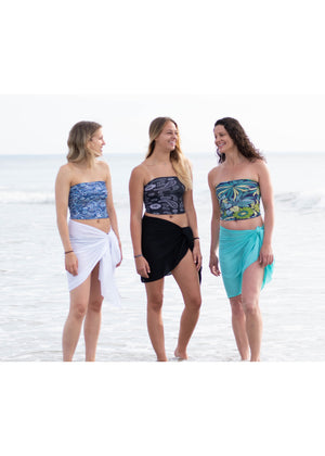 Beach Wrap in Black and Blue Floral