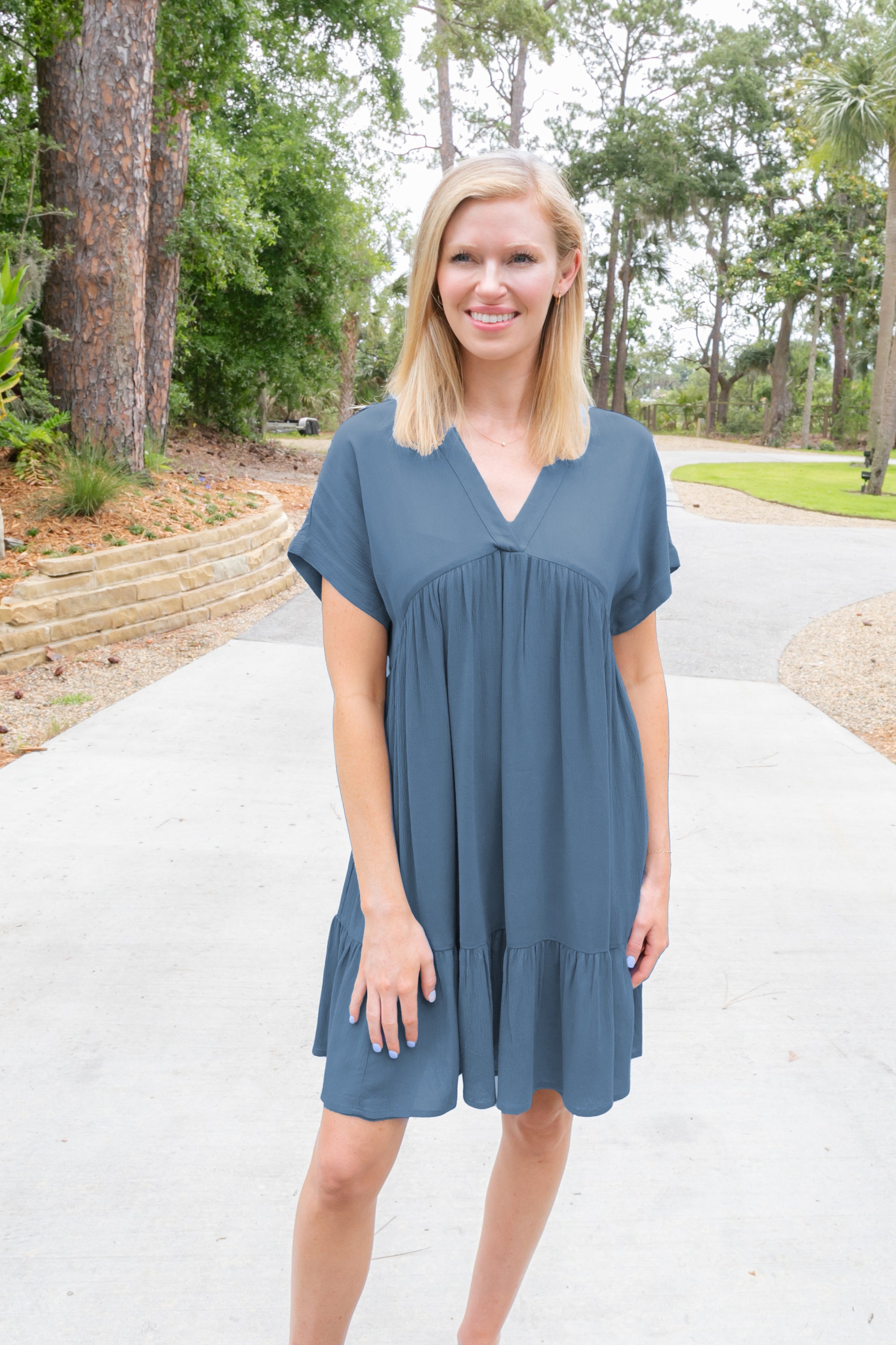 Evelyn Dress in Sage and Slate