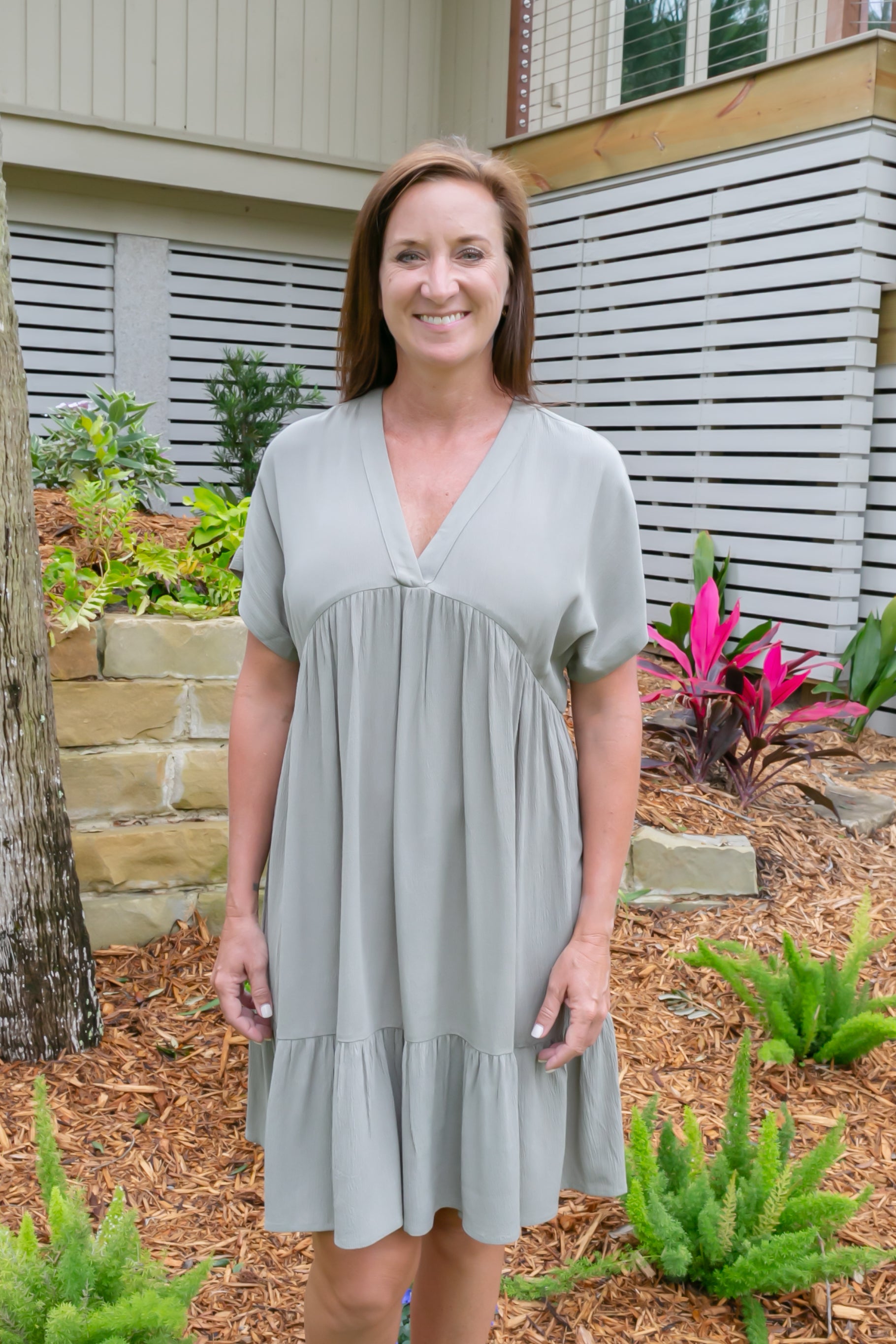 Evelyn Dress in Sage and Slate