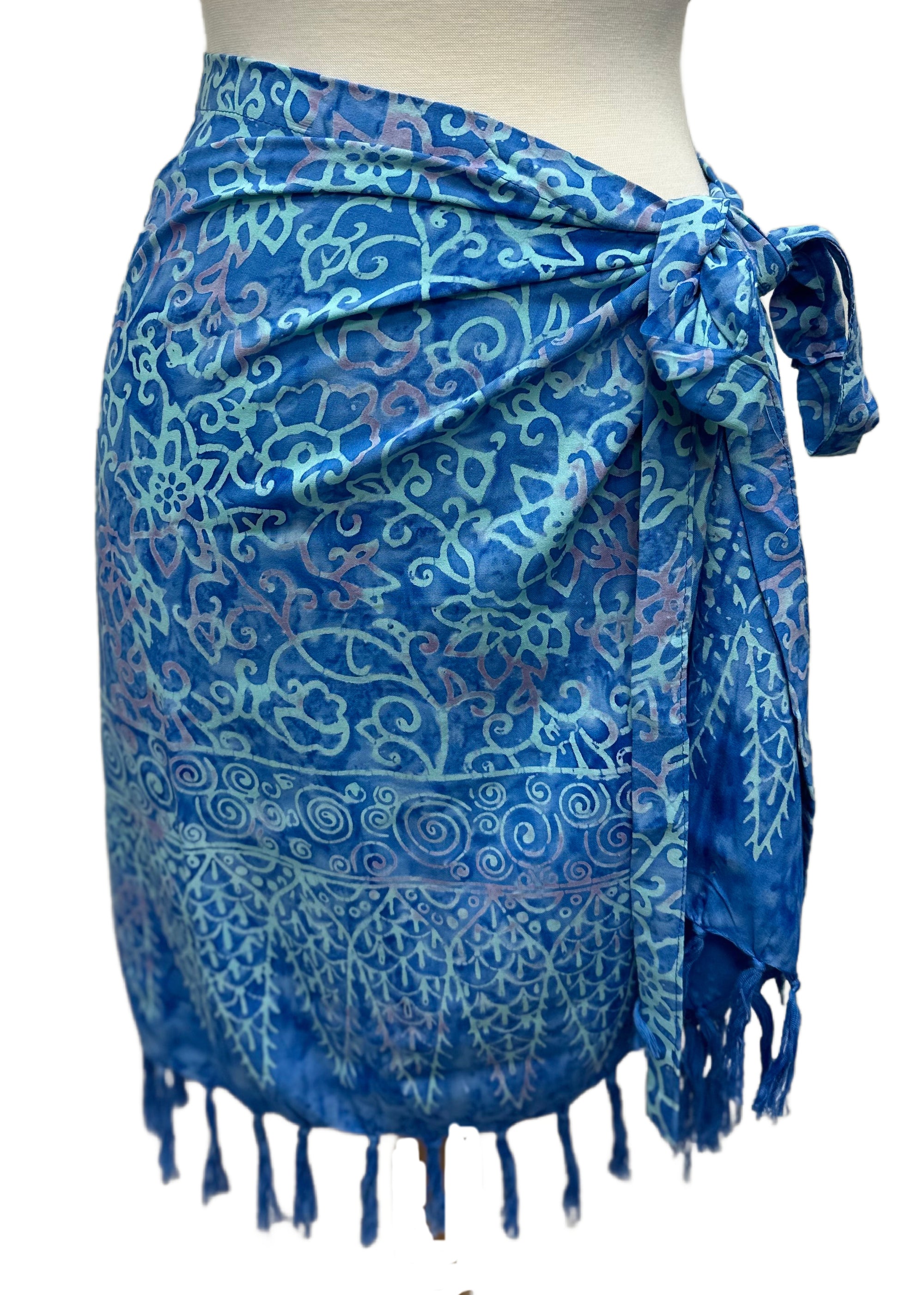 Sarong Mini Fringe | Royal Blue Batik