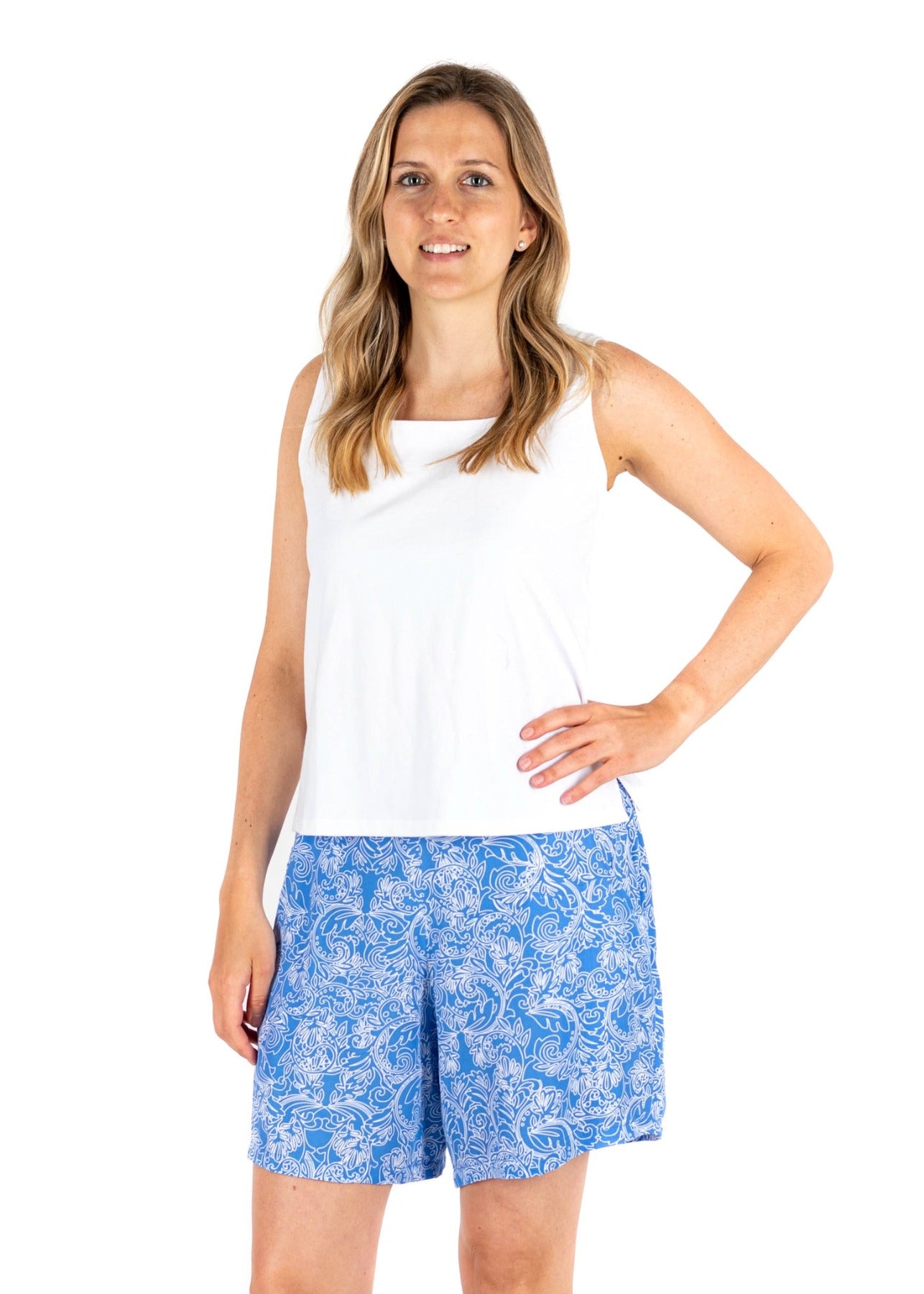 Wendy Beach Shorts | Periwinkle Paisley