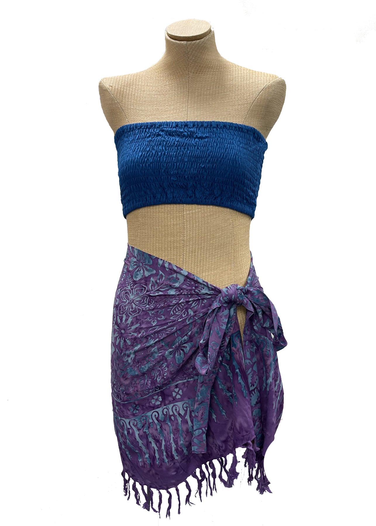 Sarong Mini Fringe | Purple/Blue Batik