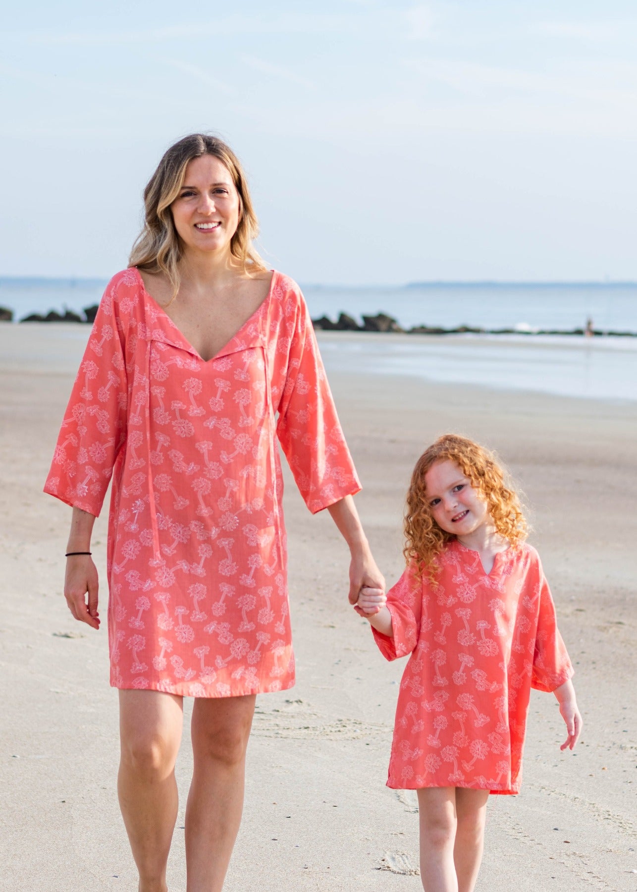Claire Children's Cover Up | Coral Palm Print