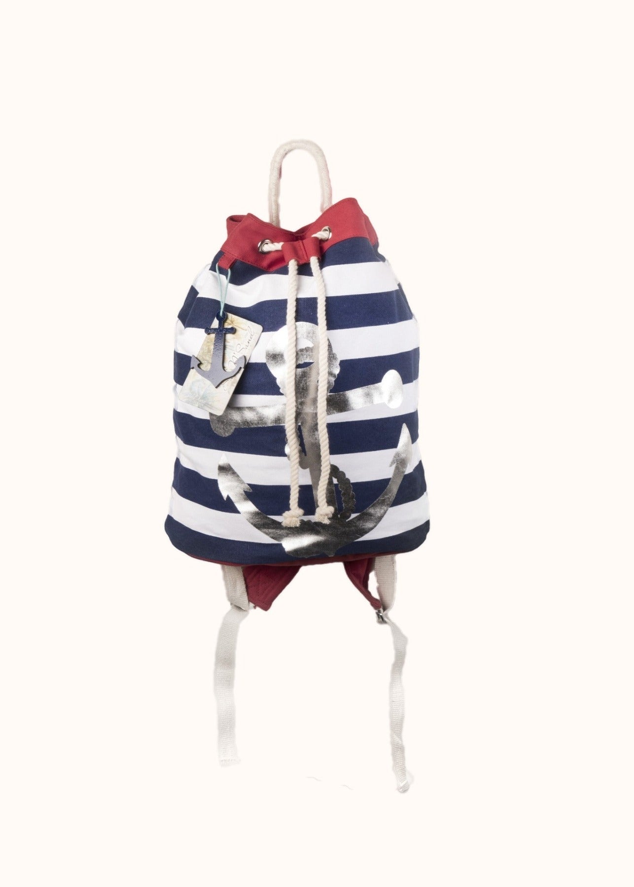 Sun "N" Sand Backpack Nautical – Silver Anchor, Navy/White