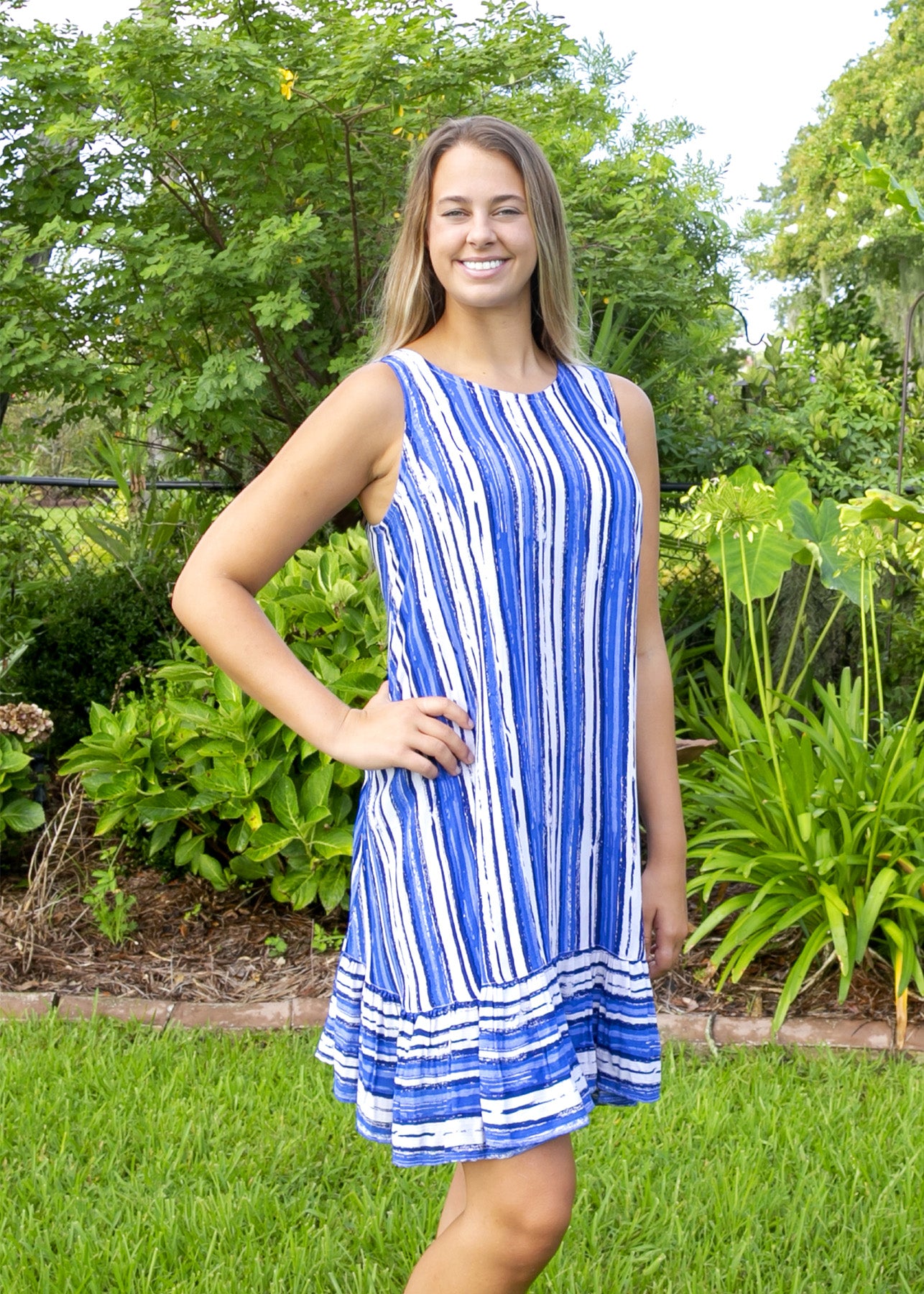 Carlie Dress | Blue Stripe